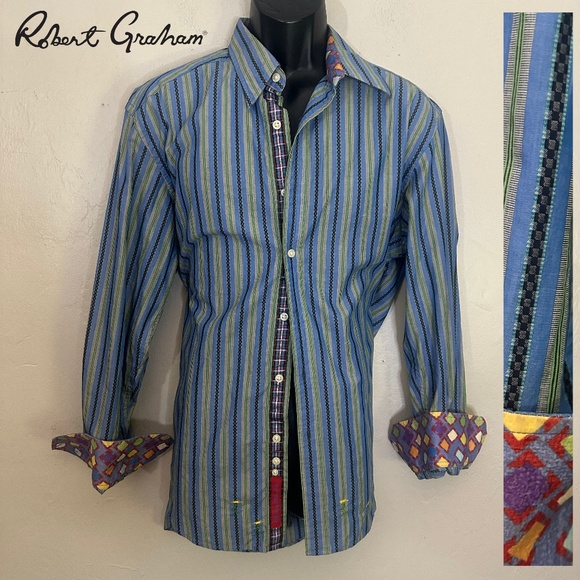 Robert Graham Other - Robert Graham Contrast Long Sleeve Shirt Large Gently worn 100% cotton